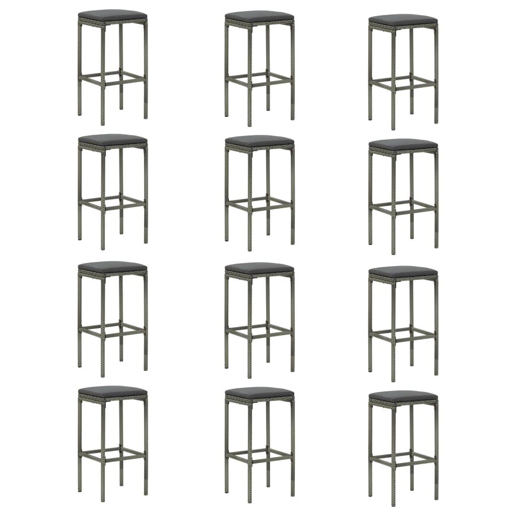 Garden Bar Set Grey Poly rattan Removable Covers Garden Bar Set
