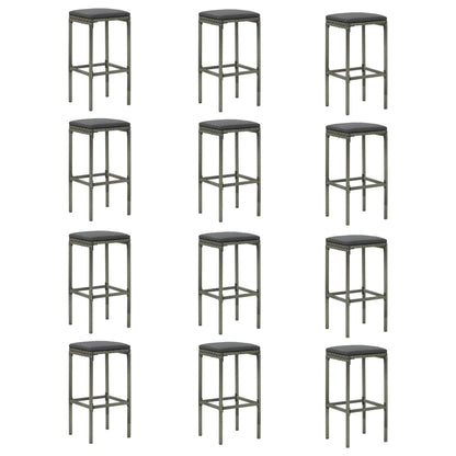 Garden Bar Set Grey Poly rattan Removable Covers Garden Bar Set