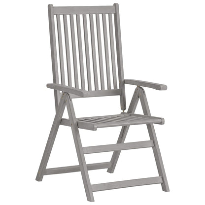 Garden Chair Set of 6 Grey Solid Acacia Wood, 100% Polyester