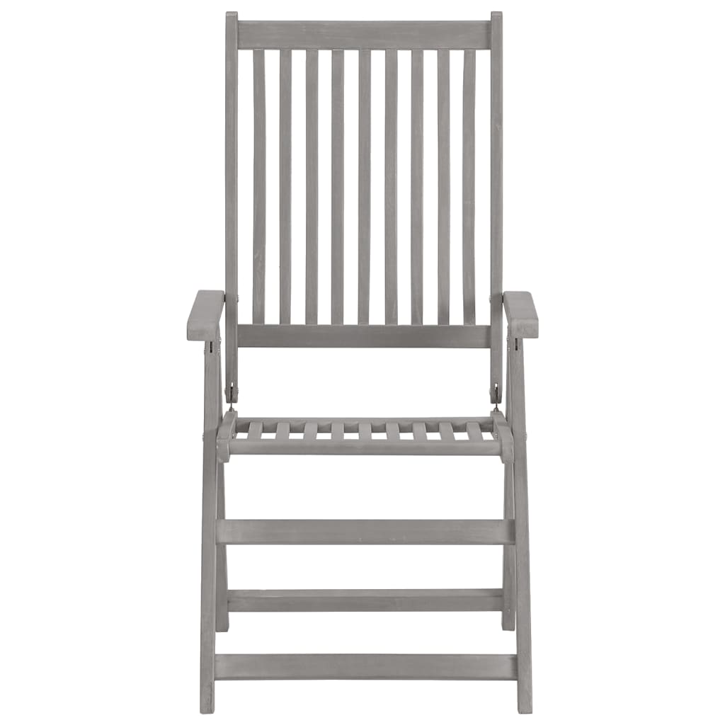 Garden Chair Set of 6 Grey Solid Acacia Wood, 100% Polyester