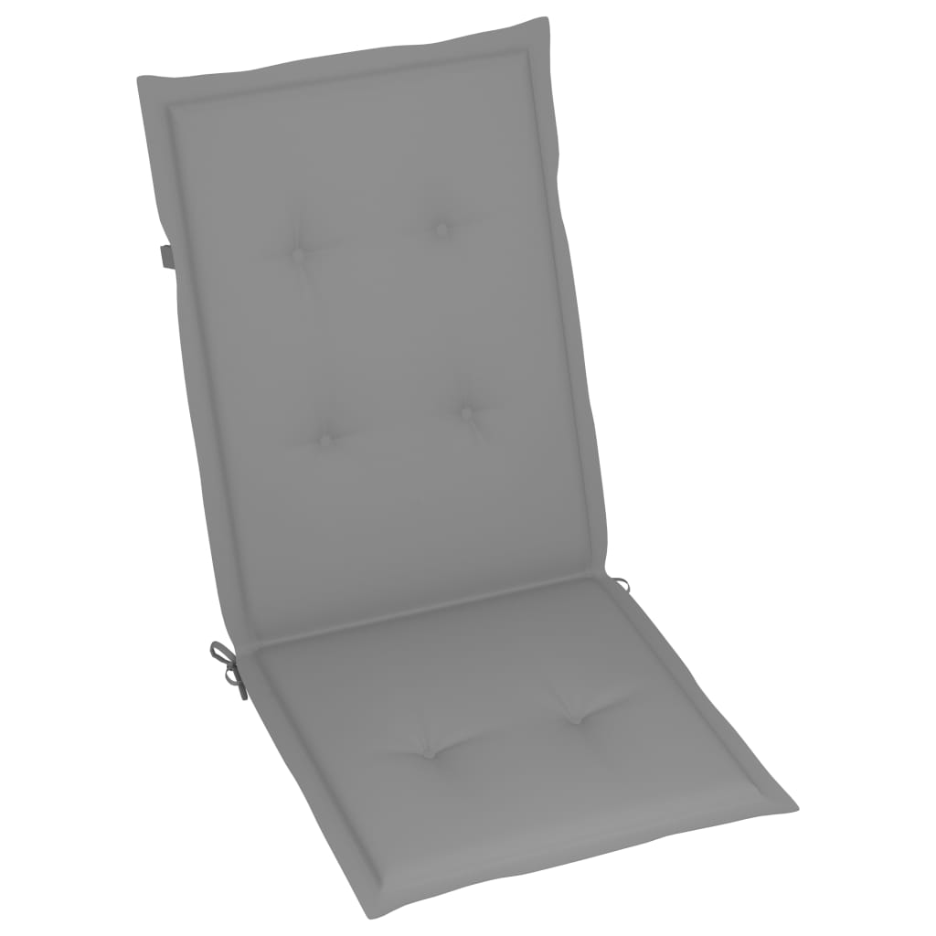 Garden Chair Set of 6 Grey Solid Acacia Wood, 100% Polyester