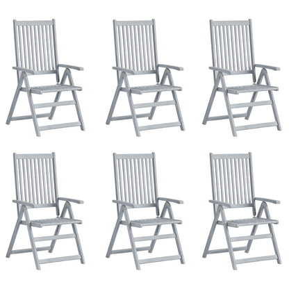 Garden Chair Set of 6 Grey Solid Acacia Wood Standard Foldable