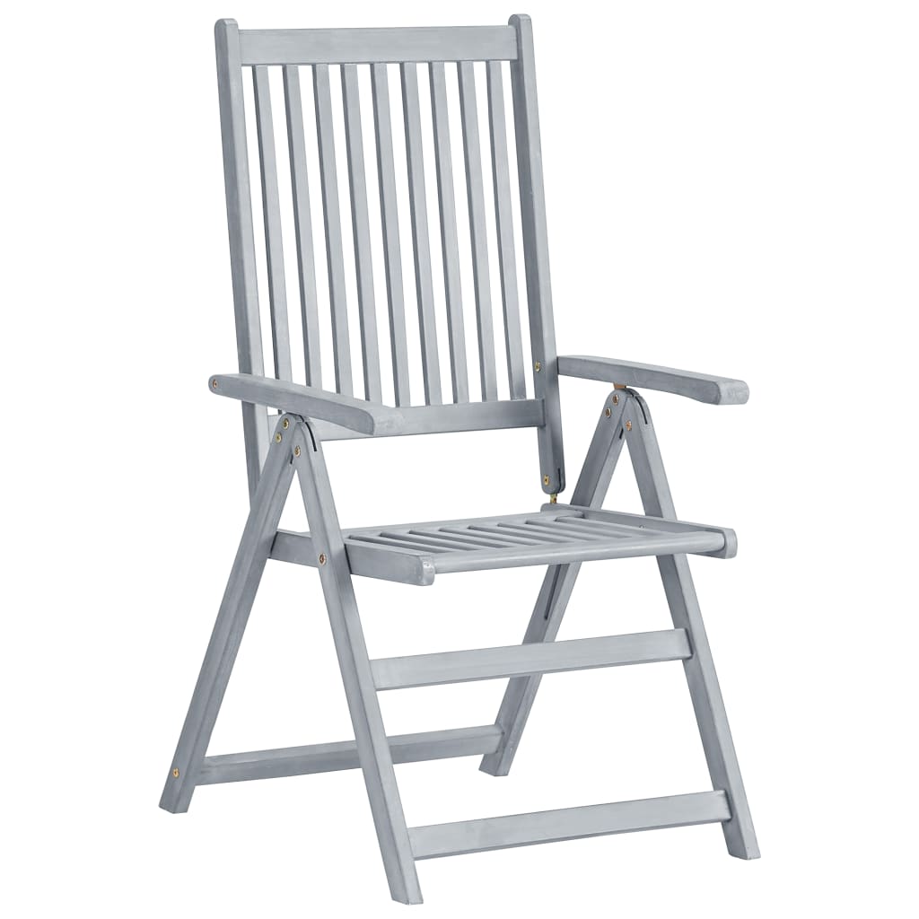 Garden Chair Set of 6 Grey Solid Acacia Wood Standard Foldable