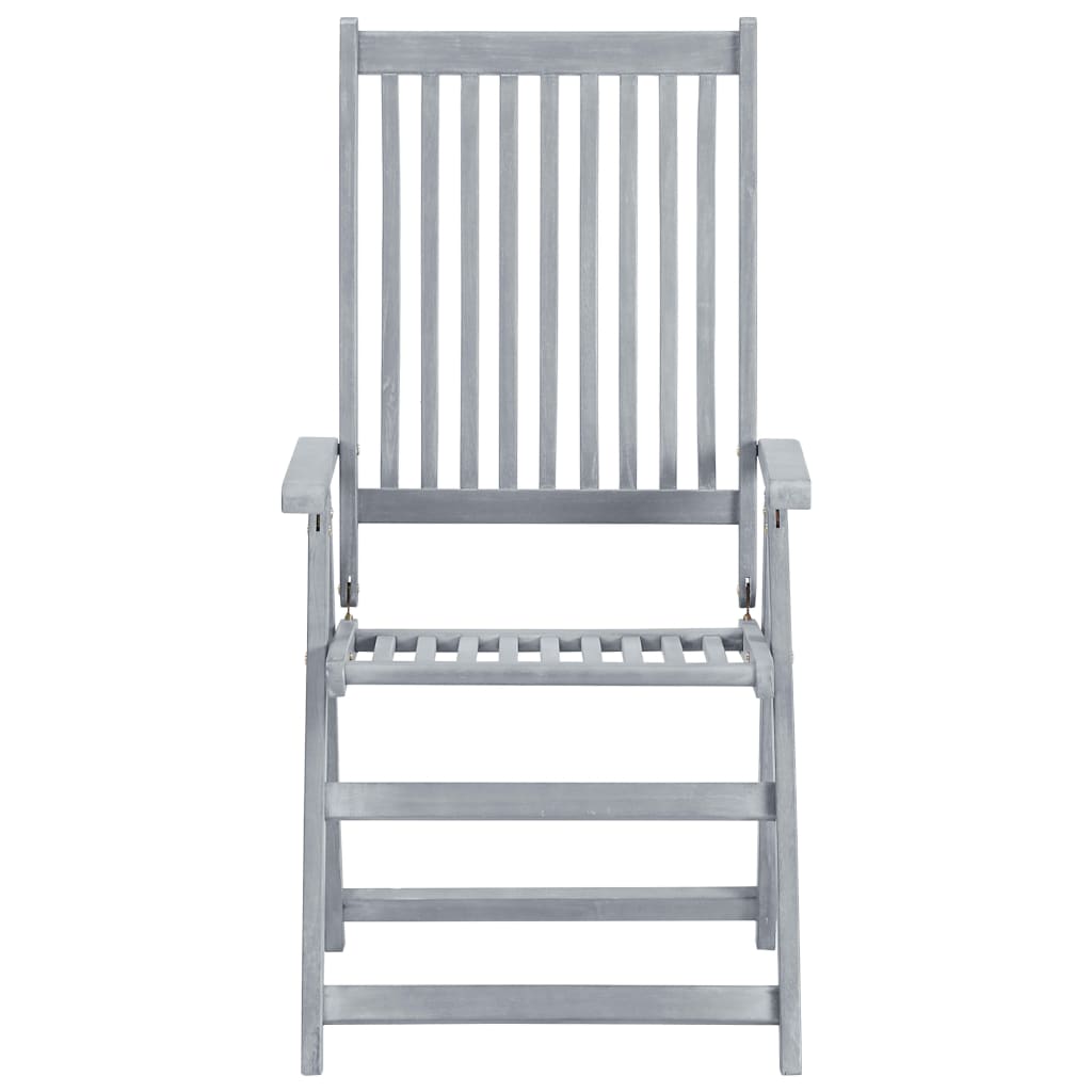 Garden Chair Set of 6 Grey Solid Acacia Wood Standard Foldable