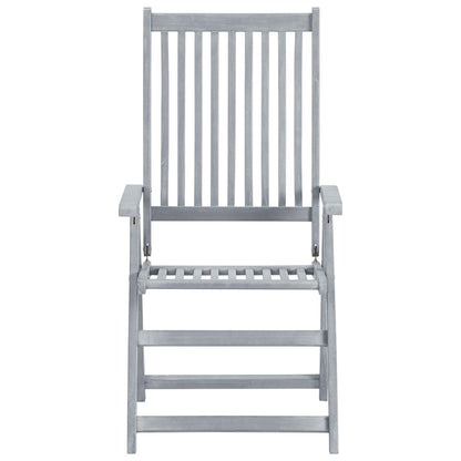 Garden Chair Set of 6 Grey Solid Acacia Wood Standard Foldable
