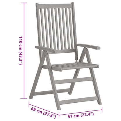 Garden Chair Set of 6 Grey Solid Acacia Wood Standard Foldable