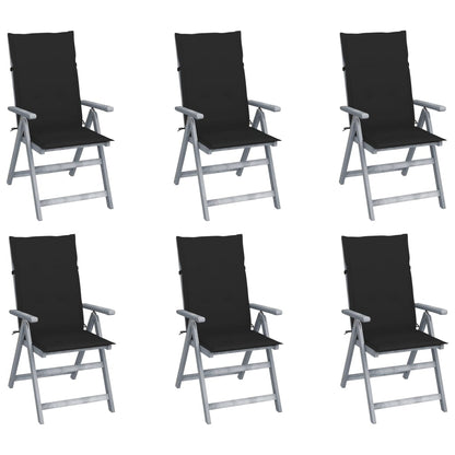 Garden Chair Set of 6 Grey Solid acacia wood Medium Foldable