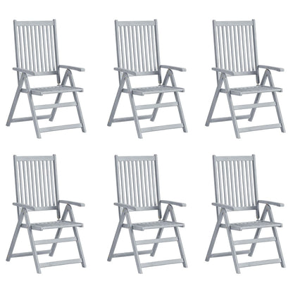 Garden Chair Set of 6 Grey Solid acacia wood Medium Foldable