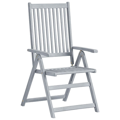 Garden Chair Set of 6 Grey Solid acacia wood Medium Foldable