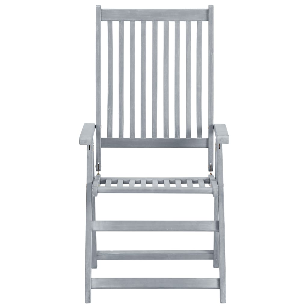 Garden Chair Set of 6 Grey Solid acacia wood Medium Foldable