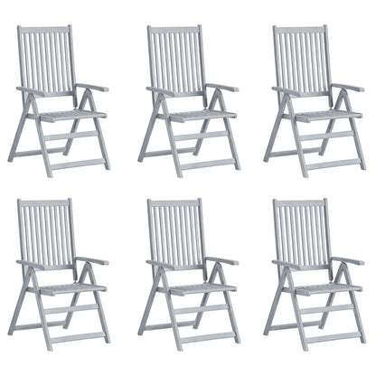 Garden Chair Set of 6 Grey, Taupe Solid Acacia wood, 100% Polyester