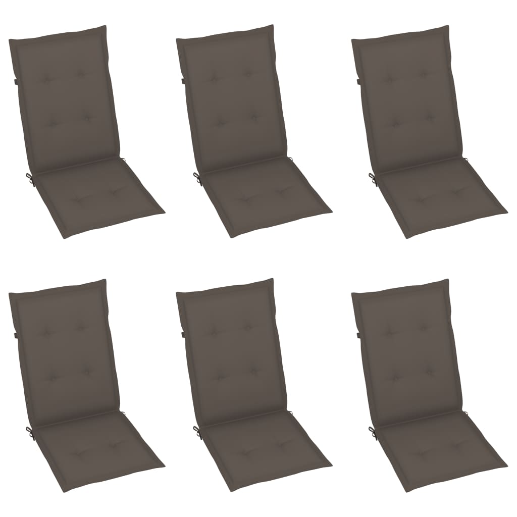 Garden Chair Set of 6 Grey, Taupe Solid Acacia wood, 100% Polyester