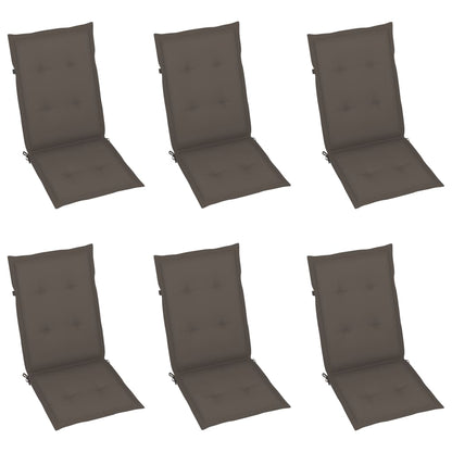 Garden Chair Set of 6 Grey, Taupe Solid Acacia wood, 100% Polyester