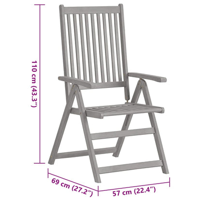 Garden Chair Set of 6 Grey, Taupe Solid Acacia wood, 100% Polyester