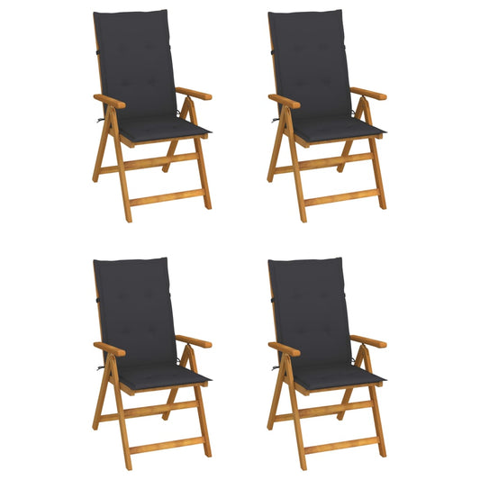 Garden Chair Set of 4 Anthracite Solid Acacia Wood Medium