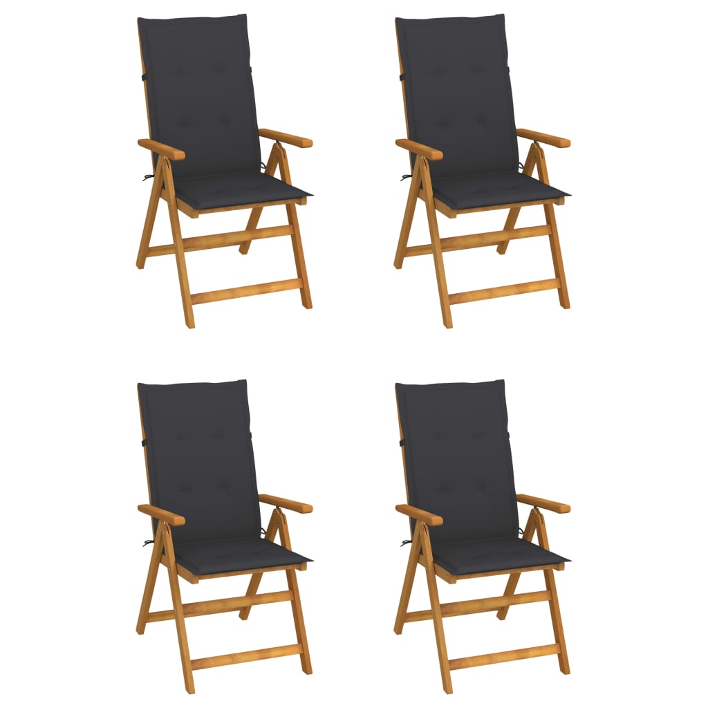 Garden Chair Set of 4 Anthracite Solid Acacia Wood Medium