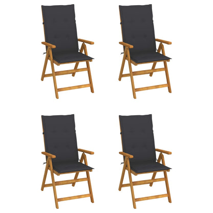 Garden Chair Set of 4 Anthracite Solid Acacia Wood Medium