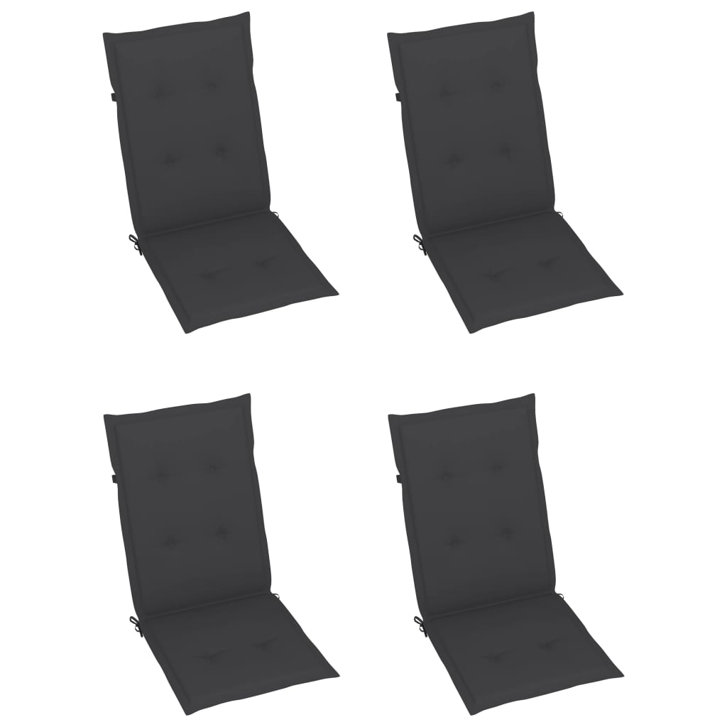 Garden Chair Set of 4 Anthracite Solid Acacia Wood Medium