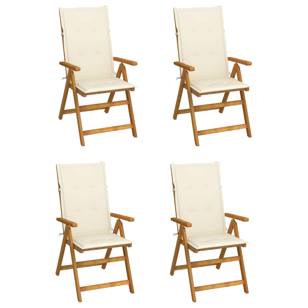 Garden Chair Set of 4 Brown Solid Acacia wood Standard Foldable