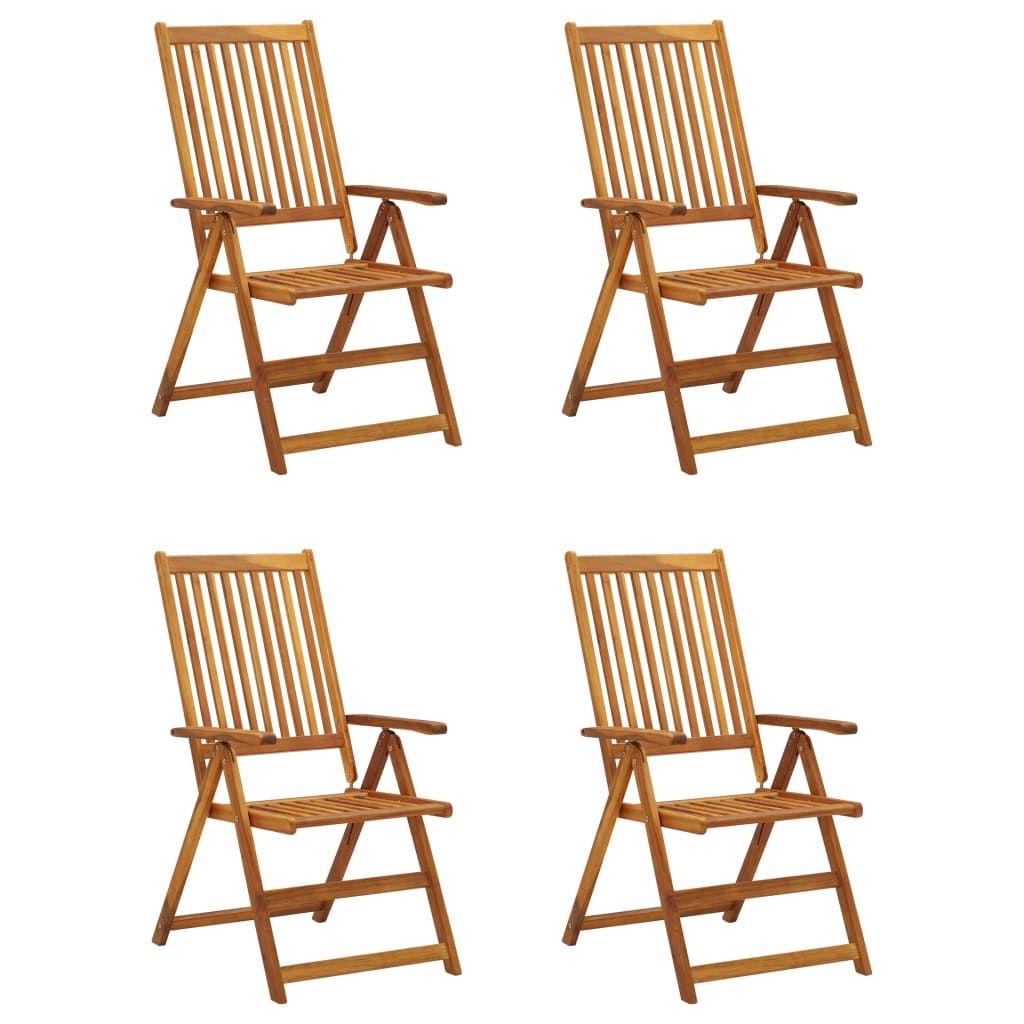 Garden Chair Set of 4 Brown Solid Acacia wood Standard Foldable