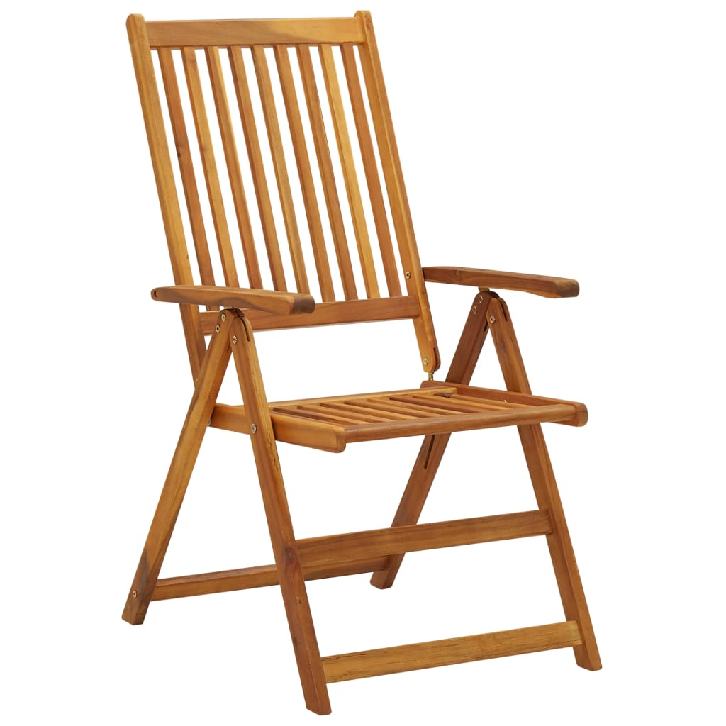 Garden Chair Set of 4 Brown Solid Acacia wood Standard Foldable