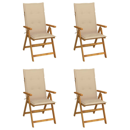 Garden Chair Set of 4 Beige Solid acacia wood Standard Foldable