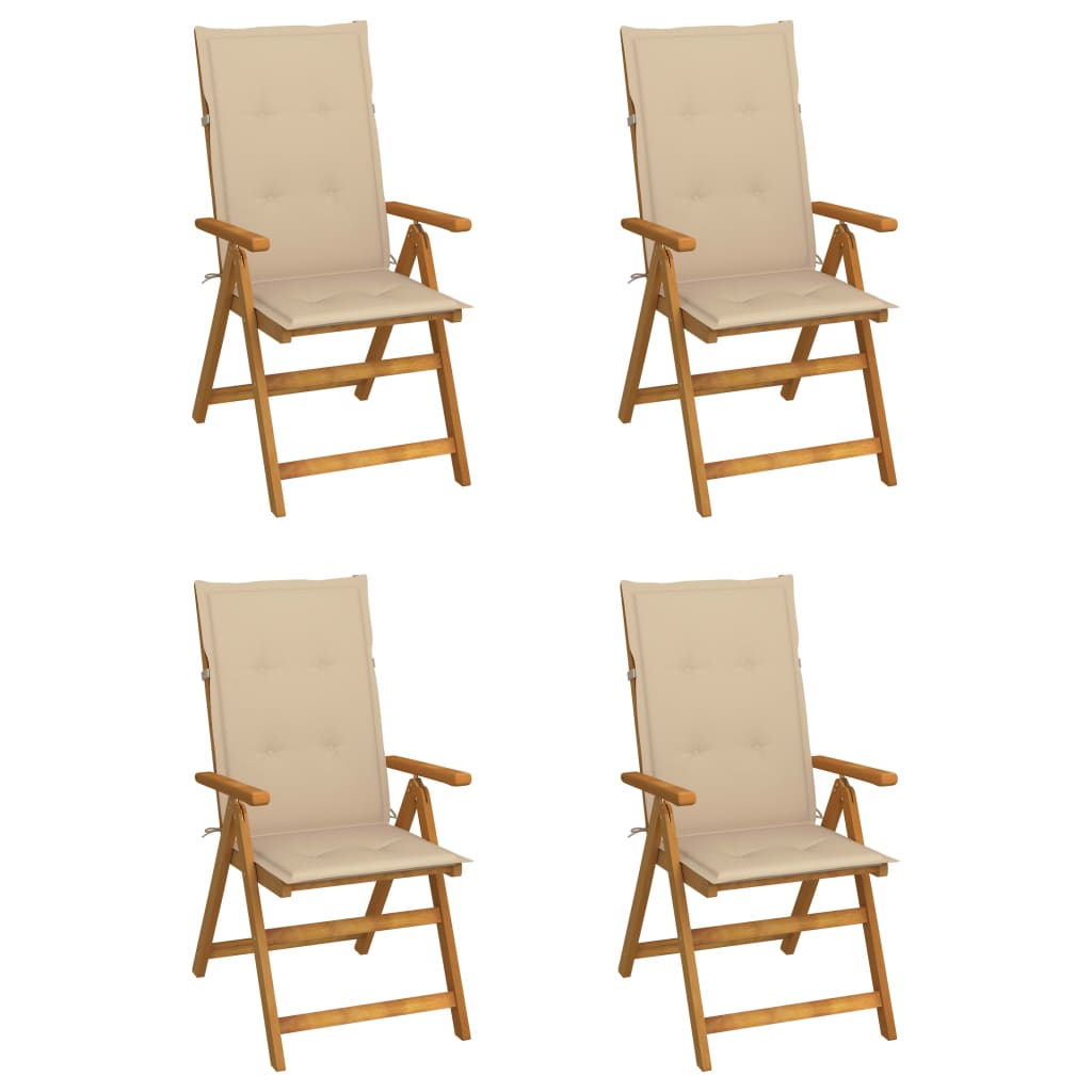 Garden Chair Set of 4 Beige Solid acacia wood Standard Foldable