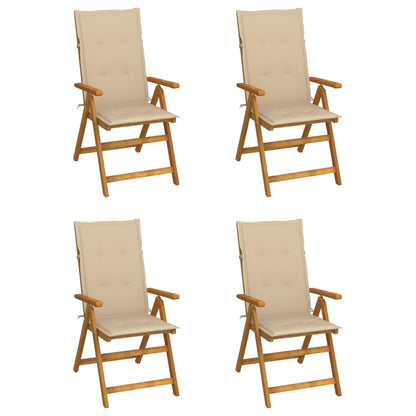 Garden Chair Set of 4 Beige Solid acacia wood Standard Foldable