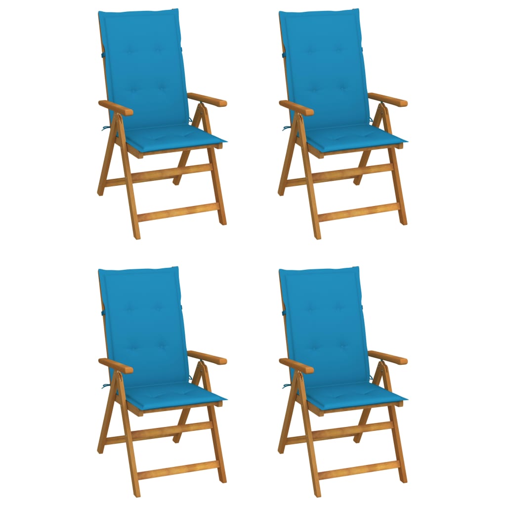 Garden Chair Set of 4 Natural Wood Solid Acacia Wood Medium