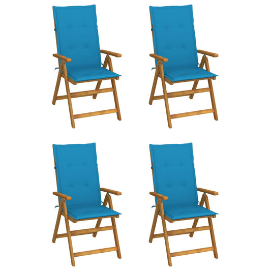 Garden Chair Set of 4 Natural Wood Solid Acacia Wood Medium