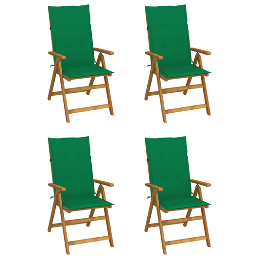 Garden Chair Set of 4 Wood Brown Solid Acacia wood, 100% polyester