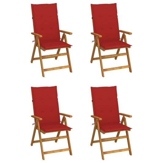 Garden Chair Set of 4 Natural Wood Solid Acacia Wood Medium