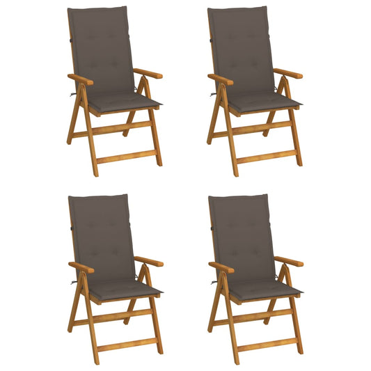 Garden Chair Set of 4 Taupe for cushion, natural wood for chair