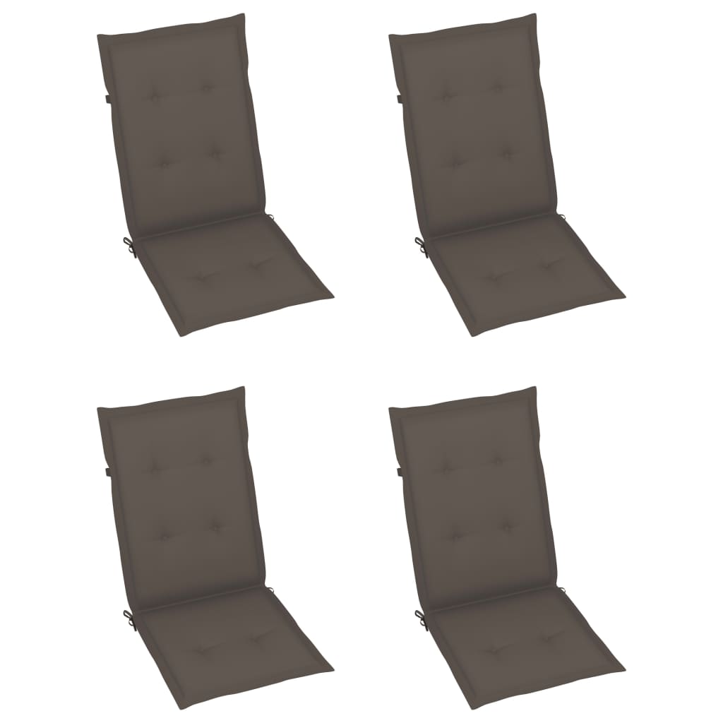 Garden Chair Set of 4 Taupe for cushion, natural wood for chair