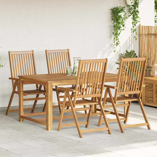 Garden Chair Set of 4 Natural Brown Solid acacia wood Medium
