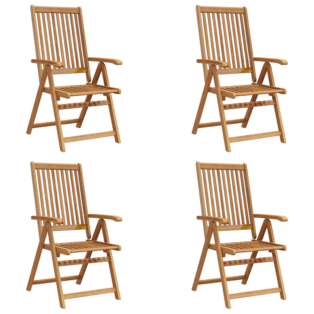 Garden Chair Set of 4 Natural Brown Solid acacia wood Medium