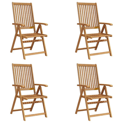 Garden Chair Set of 4 Natural Brown Solid acacia wood Medium