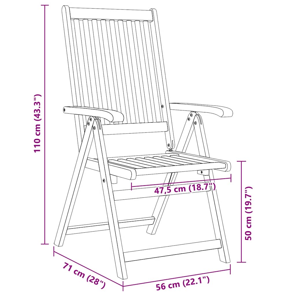 Garden Chair Set of 4 Natural Brown Solid acacia wood Medium