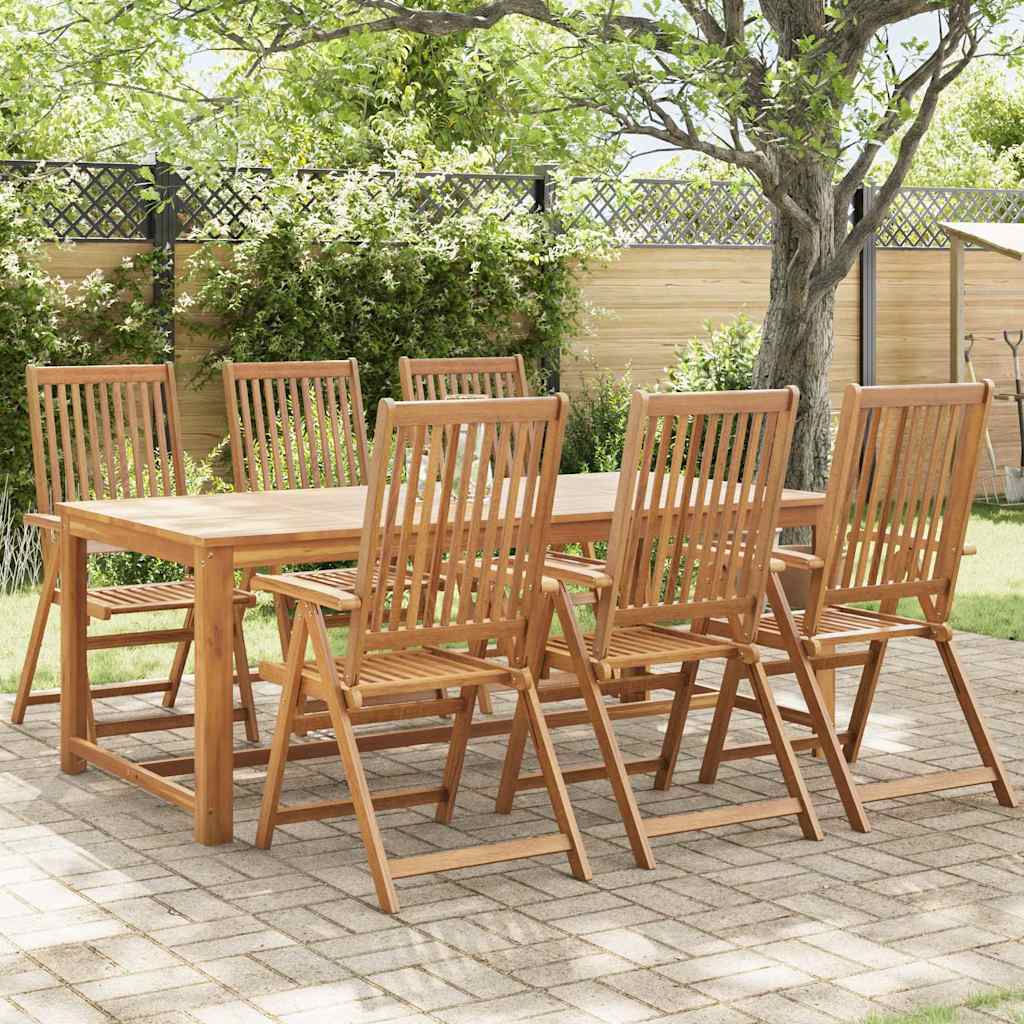 Garden Chair Set of 6 Brown Solid Acacia Wood Standard Foldable