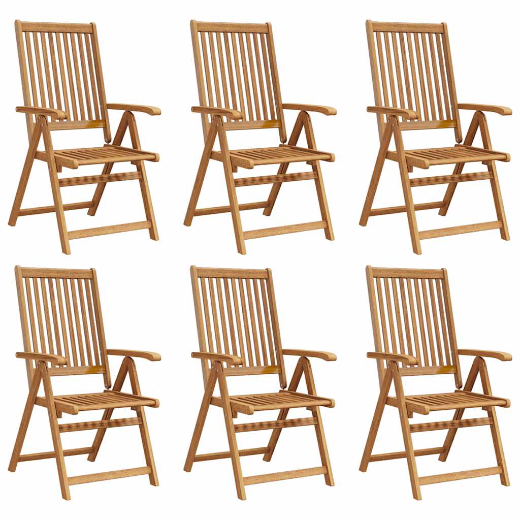 Garden Chair Set of 6 Brown Solid Acacia Wood Standard Foldable