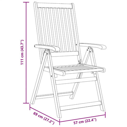 Garden Chair Set of 6 Brown Solid Acacia Wood Standard Foldable