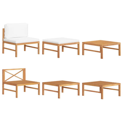 Garden Lounge Set Cream Smooth sanded teak wood Standard Durable