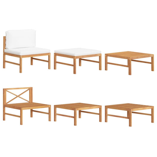 Garden Lounge Set Cream Smooth sanded teak wood Standard Durable