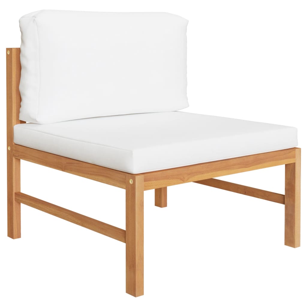 Garden Lounge Set Cream Smooth sanded teak wood Standard Durable