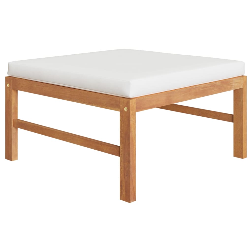 Garden Lounge Set Cream Smooth sanded teak wood Standard Durable