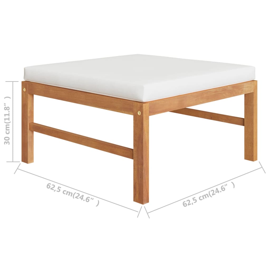 Garden Lounge Set Cream Smooth sanded teak wood Standard Durable