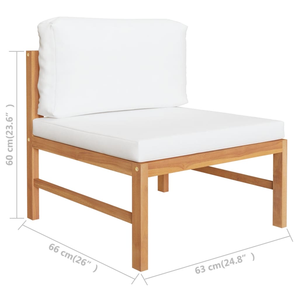 Garden Lounge Set Cream Teak wood, Polyester Medium Durable