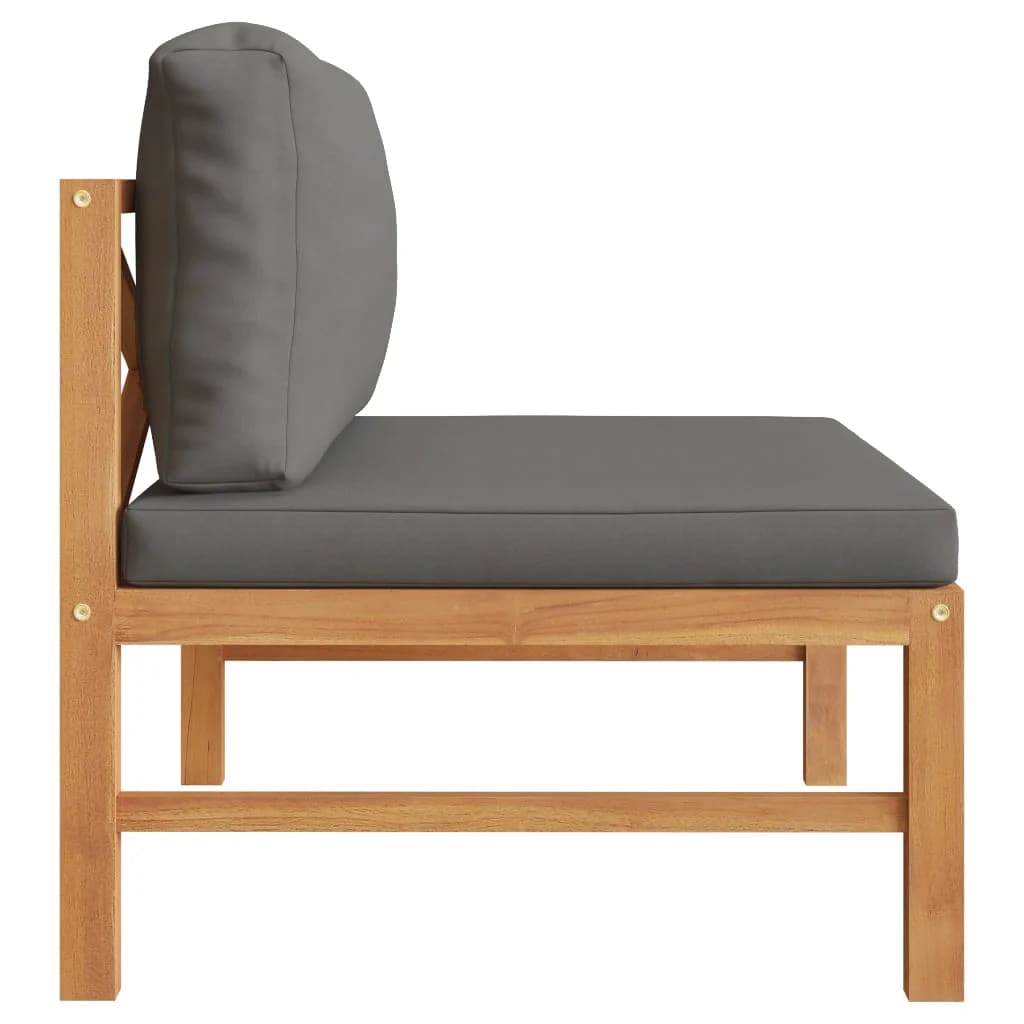 Middle Sofa Dark Grey Teak Wood Standard Modular Outdoor Sofa
