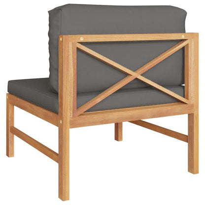 Middle Sofa Dark Grey Teak Wood Standard Modular Outdoor Sofa