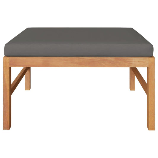Footrest Dark Grey Teak Wood, Polyester Medium Portable